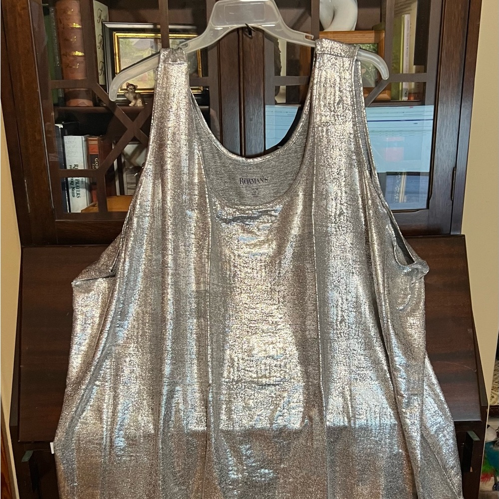 Roaman's Shimmering Silver Tank Top